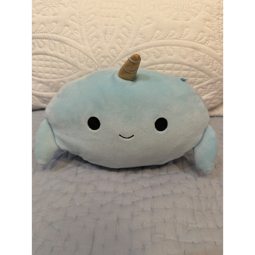 Squishmallows Wally the Narwhal 9" Light Blue Plush Kellytoy Sea Life